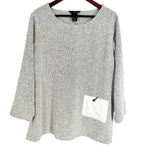 Ali Miles Sz XL Gray Wearable Art to Wear Blouse Shirt Top Unique Artsy Abstract